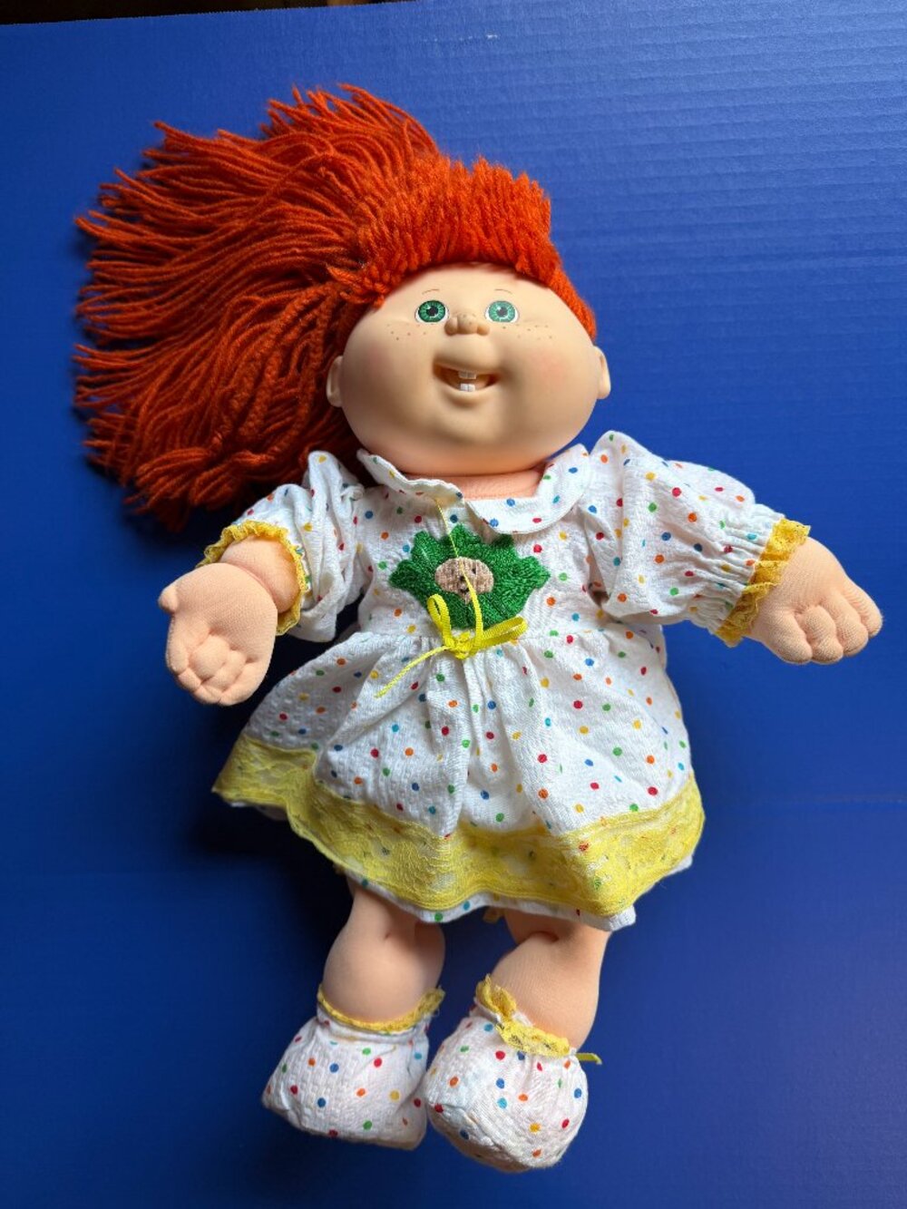 RARE Vintage 1990 Cabbage Patch Kids Girl Doll w/ Red Hair, GreenEyes, Diaper